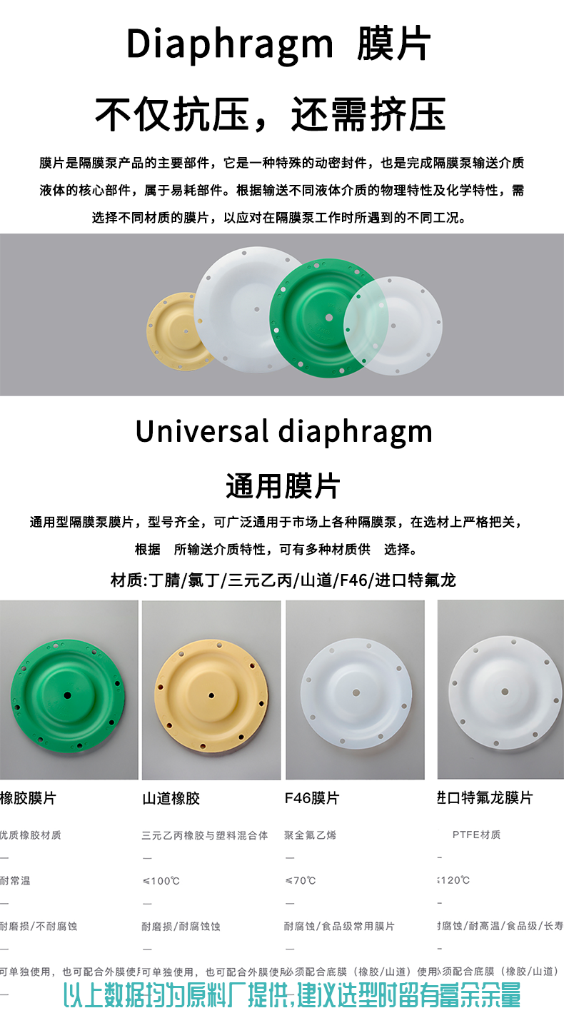 QBY3-125 150 无孔三道橡胶特氟龙膜片直径375mm