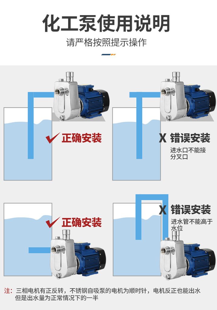 WBZS不锈钢化工自吸式耐腐蚀泵安装说明